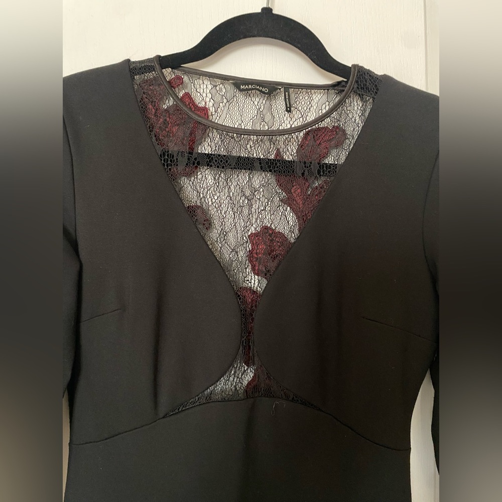 Marciano Long Sleeve Dress with Black & Red Lace - Picture 4 of 8